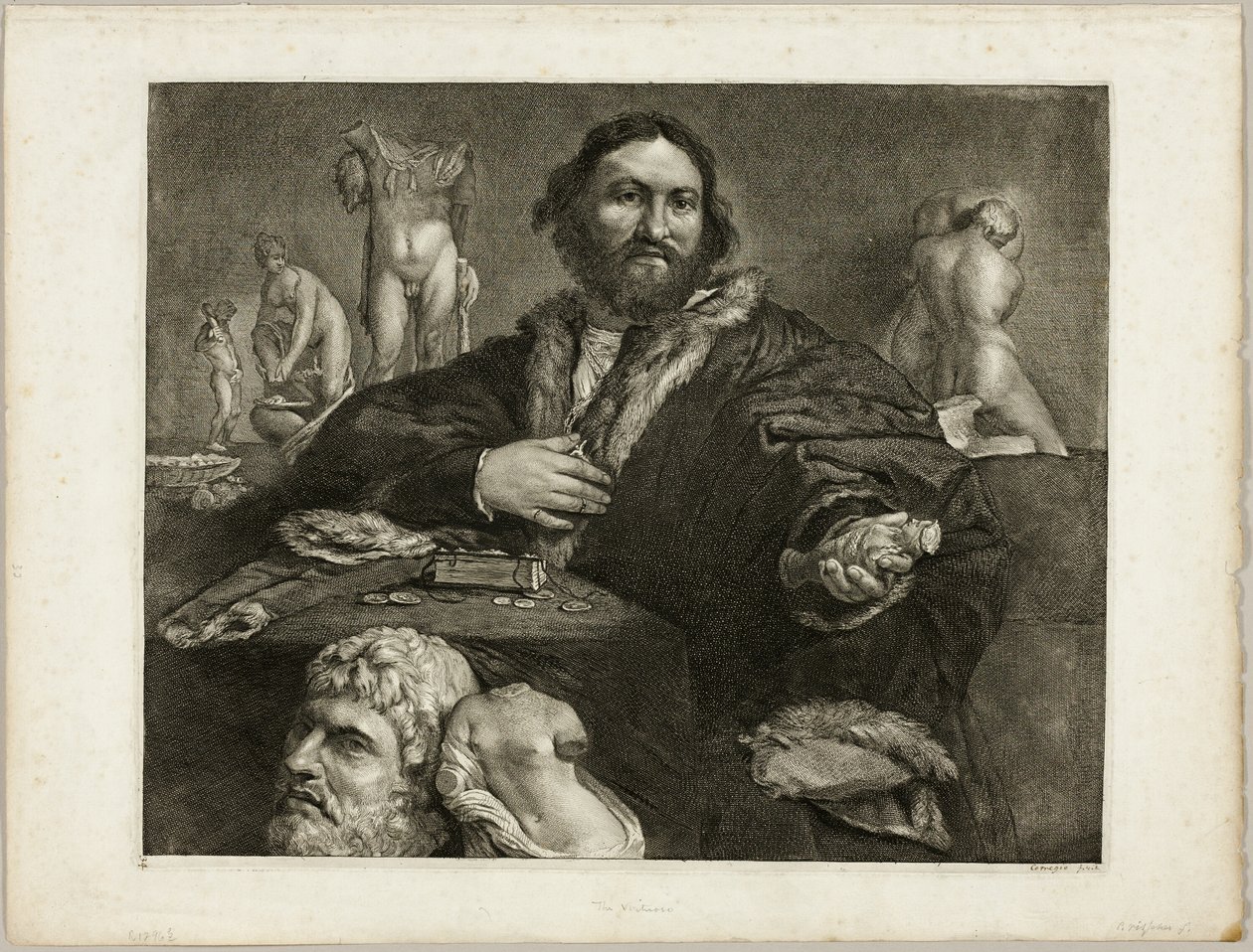 Andrea Odoni portréja, a Reynst kabinetből; Reynst kabinet: Híres művészek által festett különböző képek metszetei alkotó: Cornelis Visscher