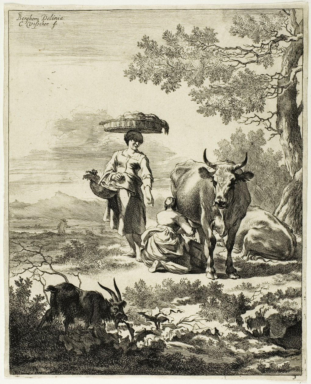Tehenet fejő nő alkotó: Cornelis Visscher