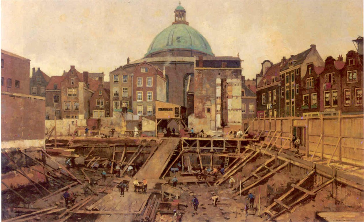 Építési terület a Hekelveldnél, a Kerek Luteránus Templom mellett alkotó: Cornelis Vreedenburgh