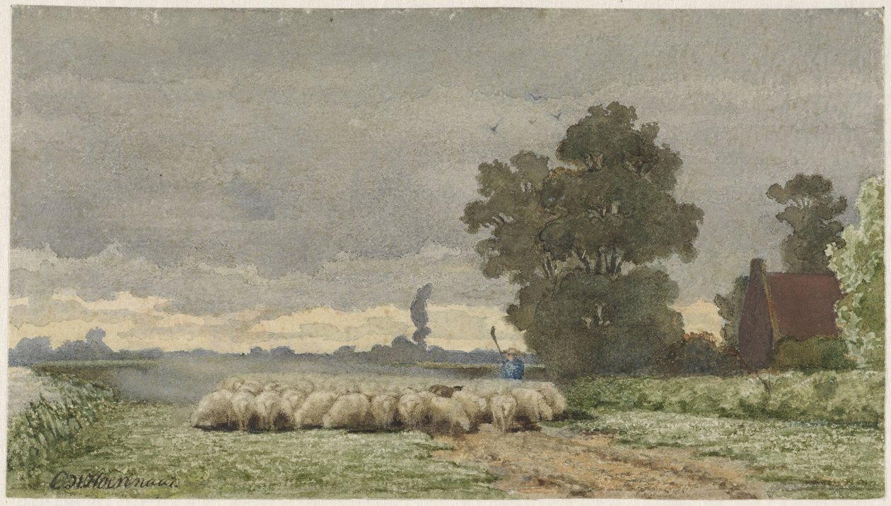 Táj birkacsordával alkotó: Cornelis Willem Hoevenaar (II)