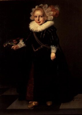 Lány visel egy fekete ruhát, toll fej ruha alkotó: Cornelis de (follower of) Vos
