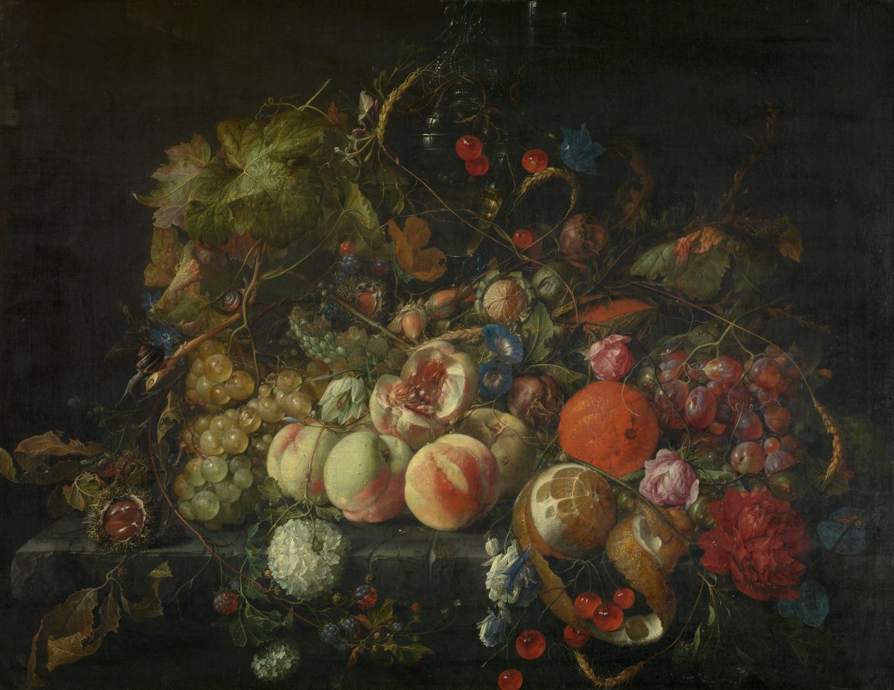 Csendélet virágokkal és gyümölcsökkel, 1670 körül (olaj, vászon) alkotó: Cornelis de Heem