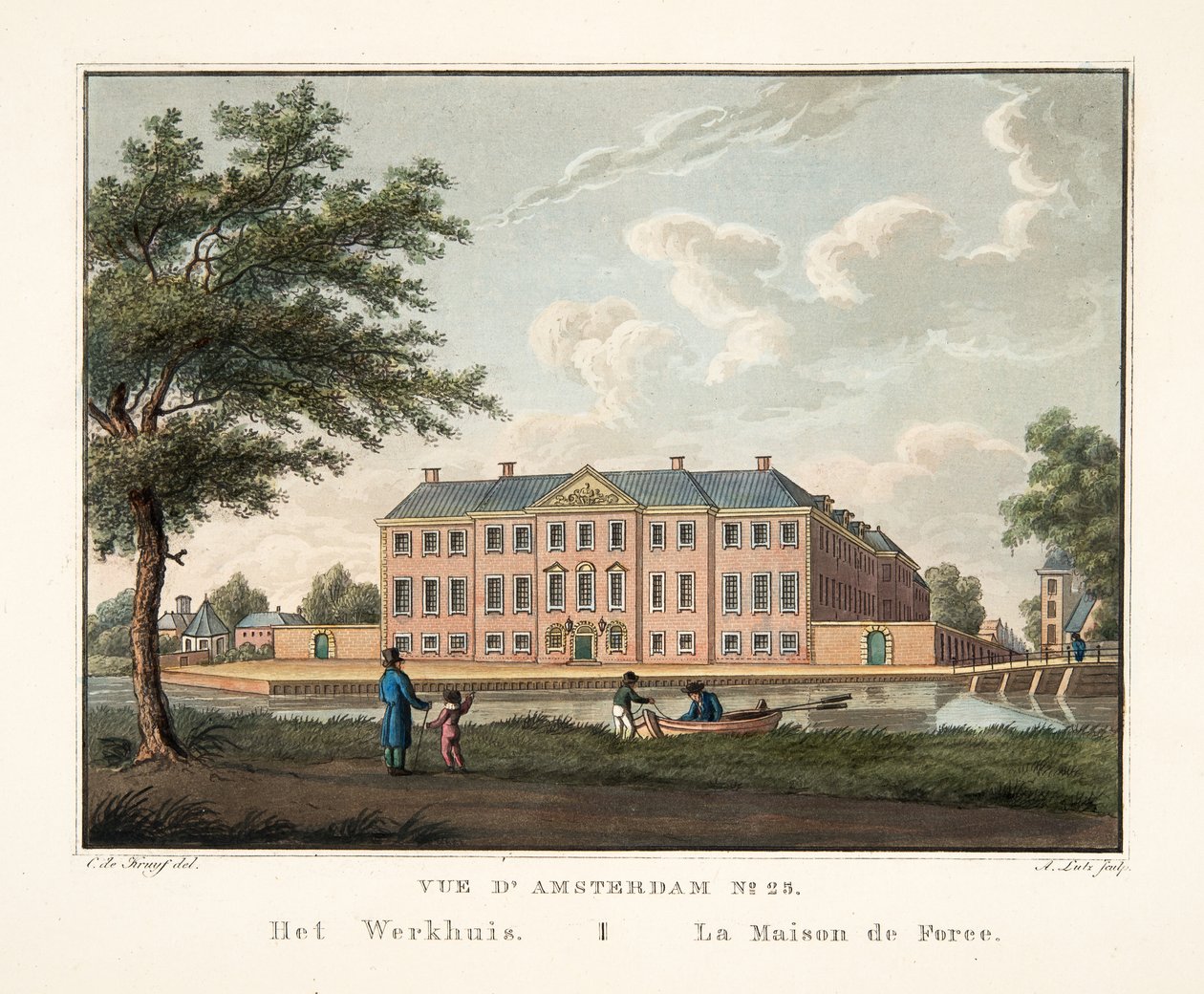 Amszterdam 25. sz. Het Werkhuis. La Maison de Force, 1825 (kézzel színezett metszet) alkotó: Cornelis de Kruyff