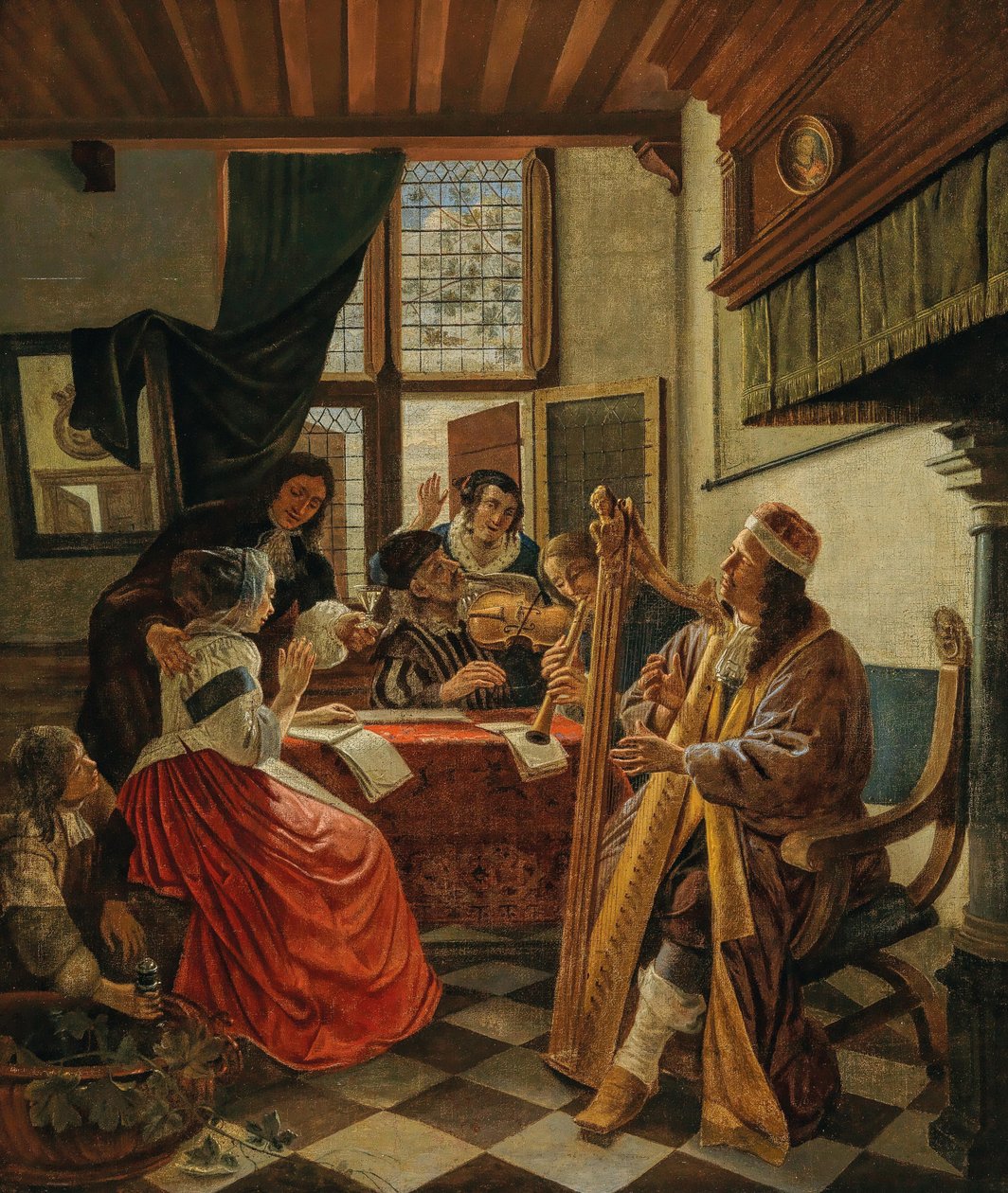Zenés társaság belső térben, 1670-es évek. alkotó: Cornelis de Man