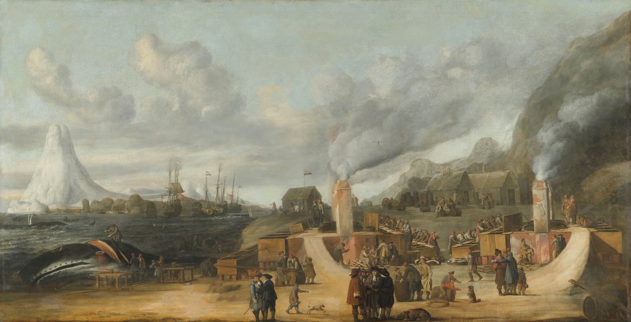 A bálnaolaj-finomító Smerenburg falu közelében, 1639 alkotó: Cornelis de Man
