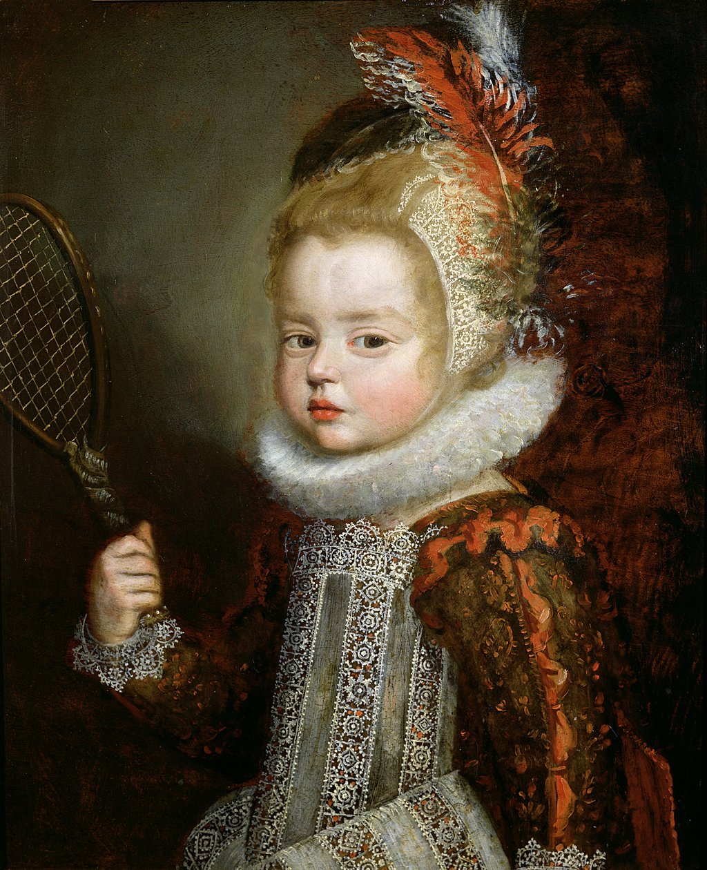 Egy ütőt tartó gyermek portréja (olaj a panelen) alkotó: Cornelis de Vos
