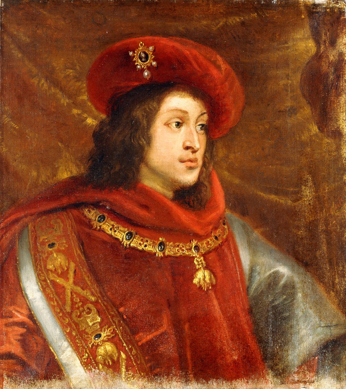 Az Aranygyapjú Rendet viselő spanyol I. Fülöp mellszoborig érő portréja, alkotó: Cornelis de Vos