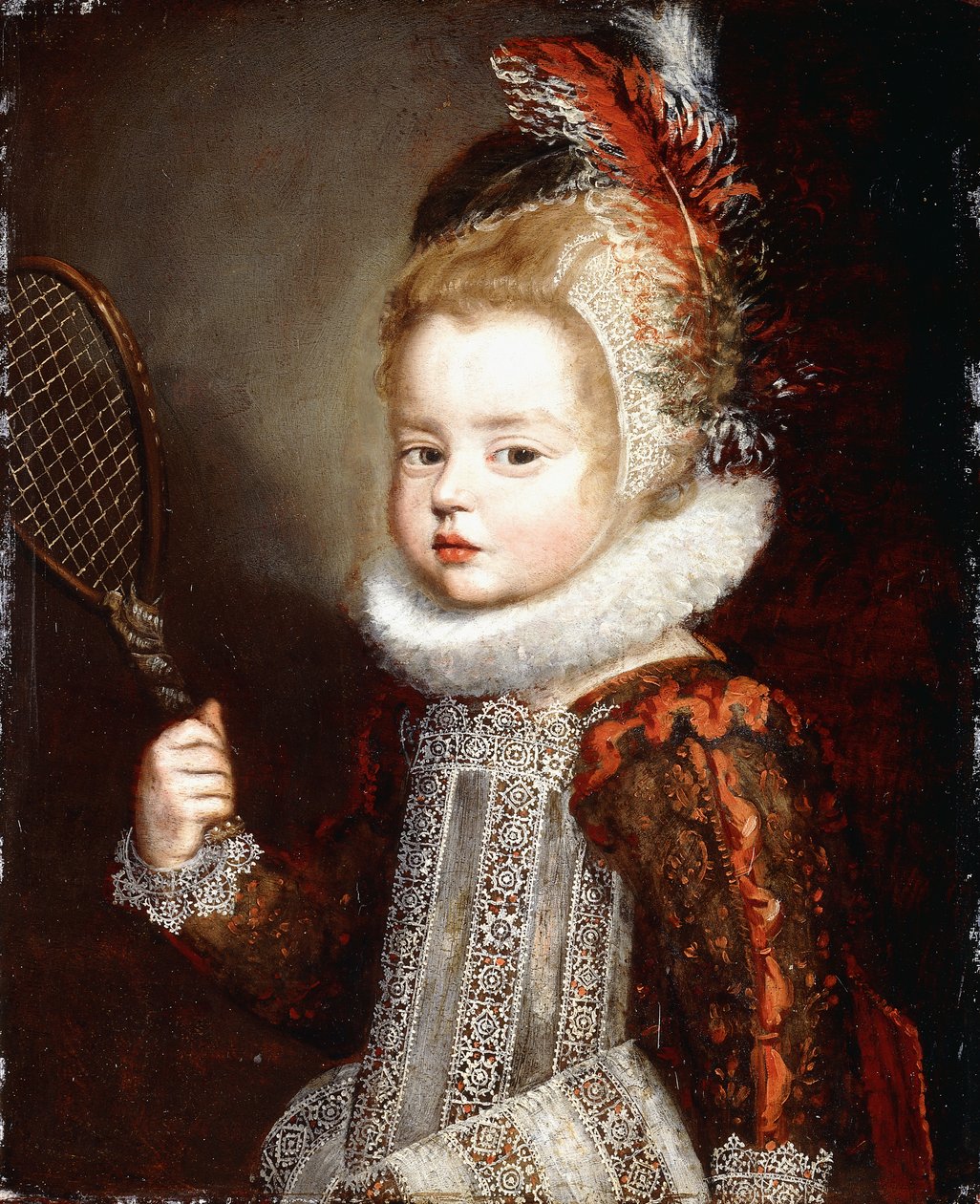Félhosszú, teniszütőt tartó lány portréja alkotó: Cornelis de Vos