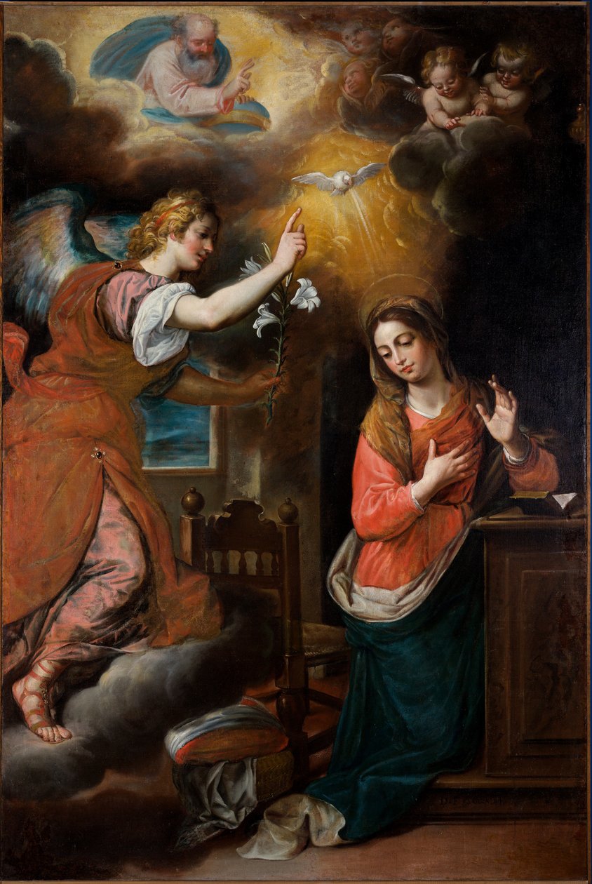 Angyali üdvözlet, 1600 után (olaj, vászon) alkotó: Cornelis de Wael