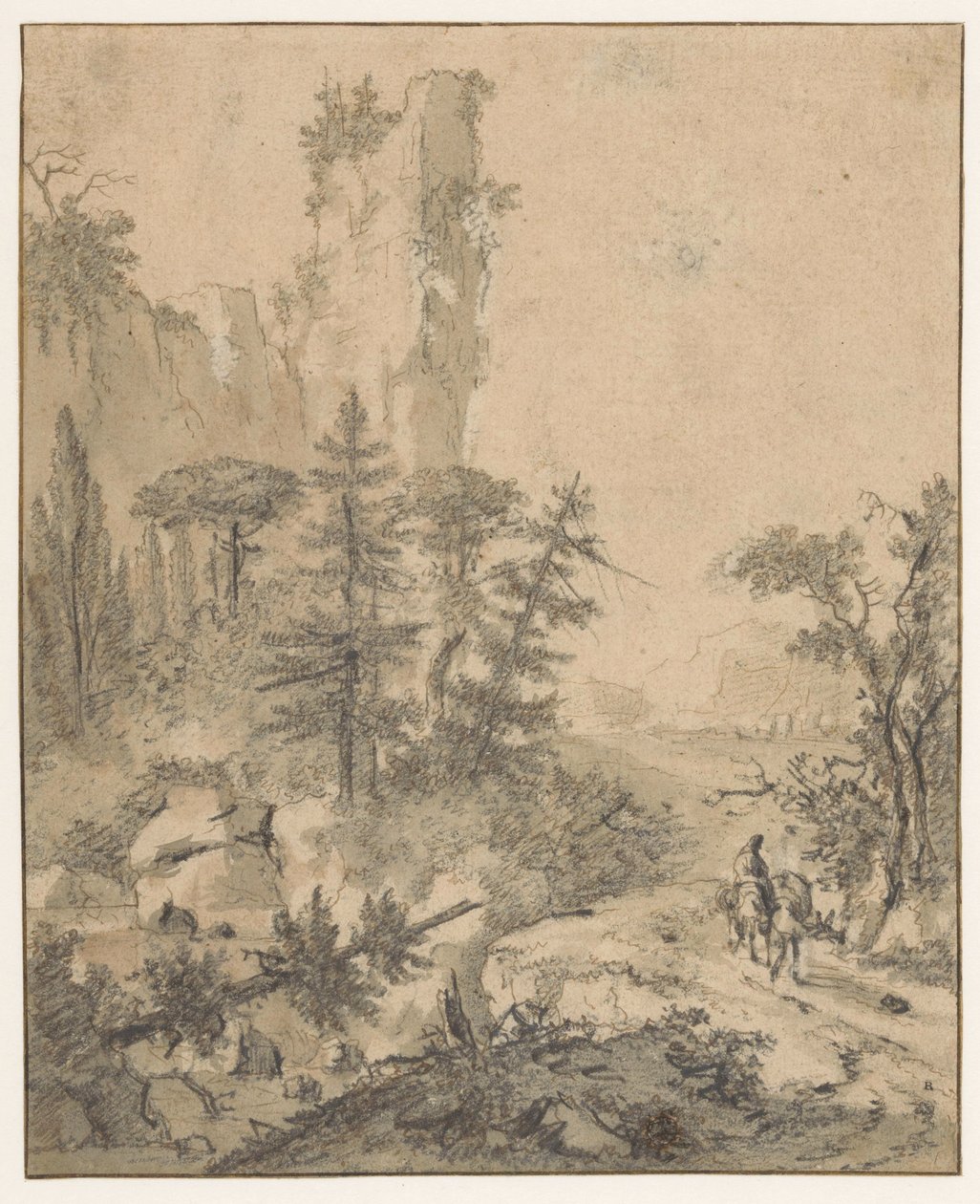 Hegyi út emberrel két öszvérrel alkotó: Cornelis de Wael