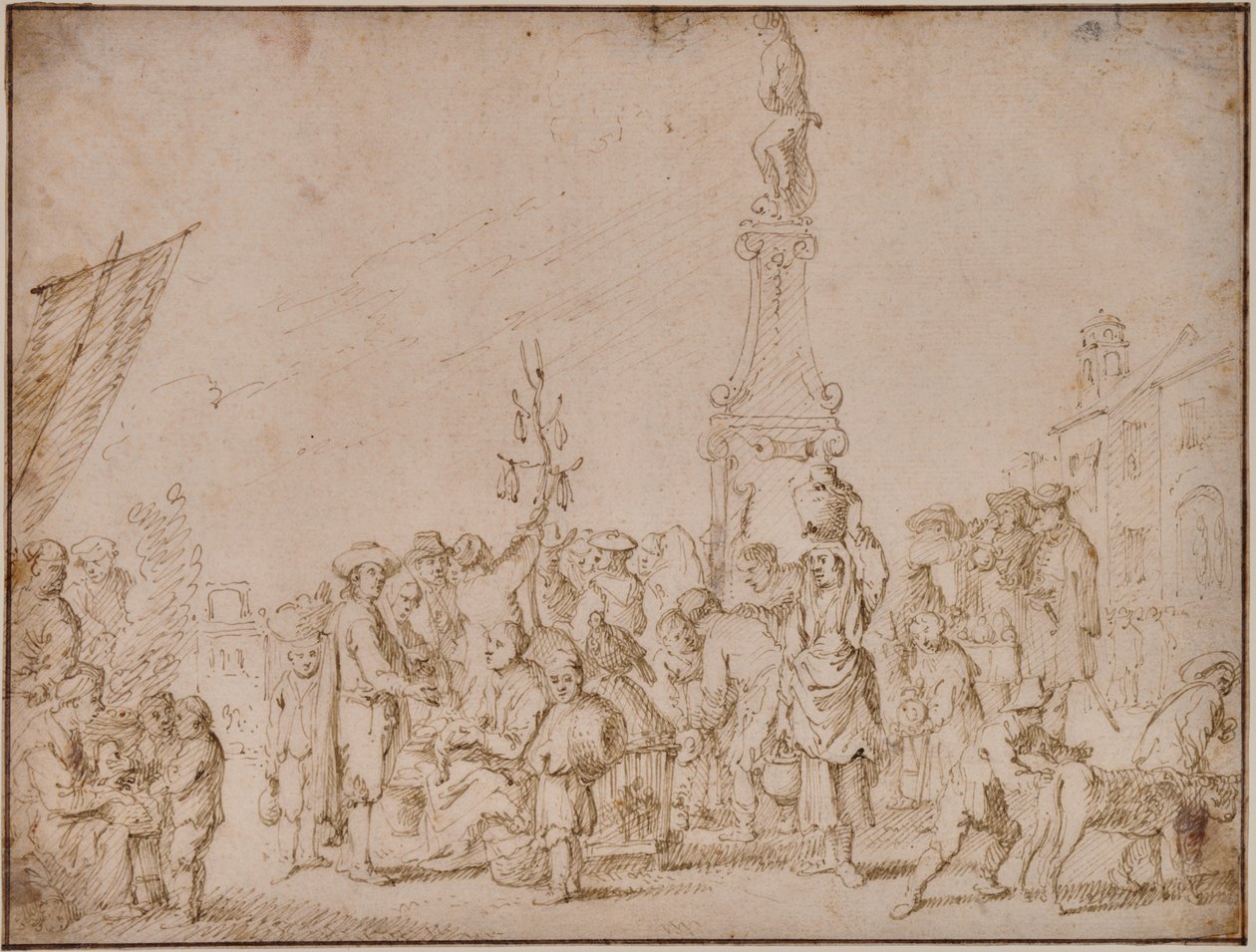 Olasz piaci jelenet alkotó: Cornelis de Wael