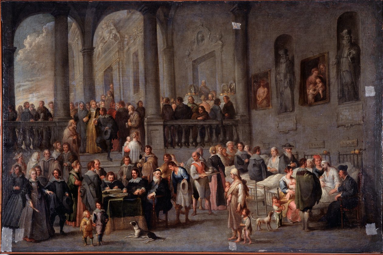 "Látogassa meg a betegeket" Cornelis De Wael (1592-1667) festménye (ec flam) 1625 után Dim 100x150 cm Genes, Musei di Strada Nuova (korábban Palazzo Bianco) alkotó: Cornelis de Wael