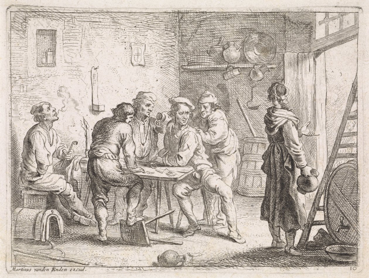 Nő elhagy egy fogadót alkotó: Cornelis de Wael
