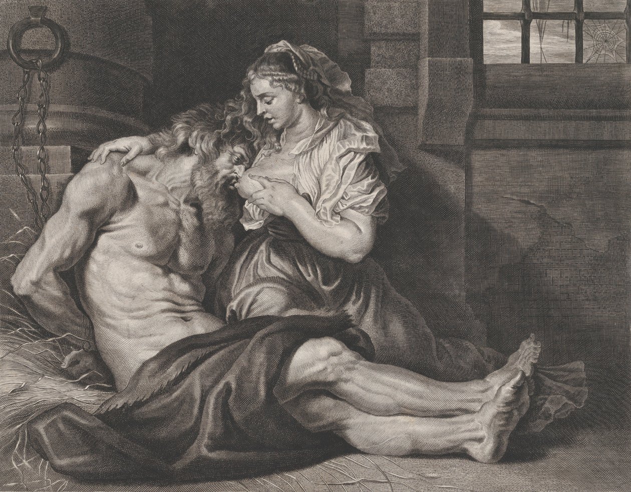 Cimon és Pero, kb. 1650-80. alkotó: Cornelis van Caukercken