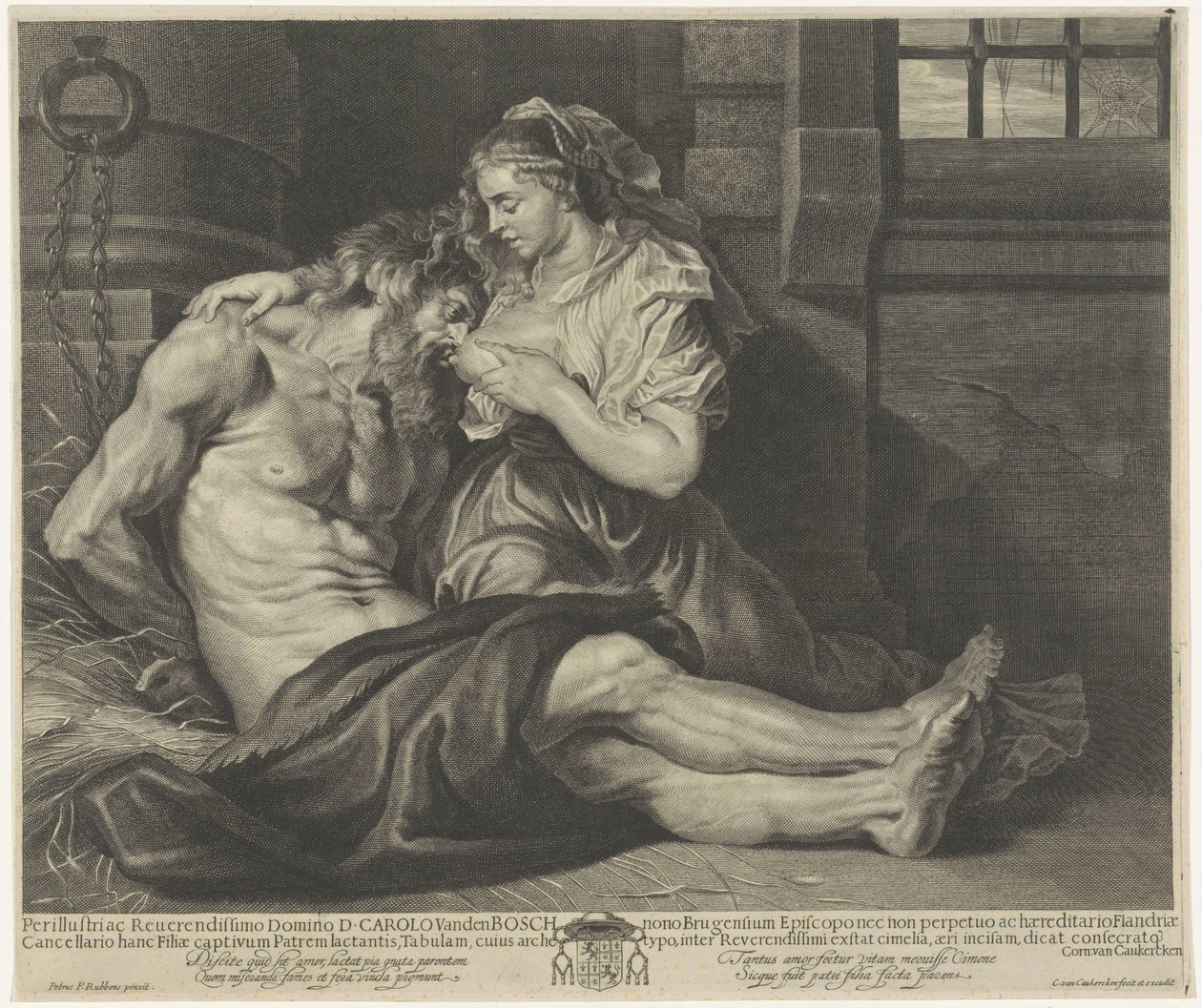 Cimon in Pero (Caritas Romana) alkotó: Cornelis van Caukercken