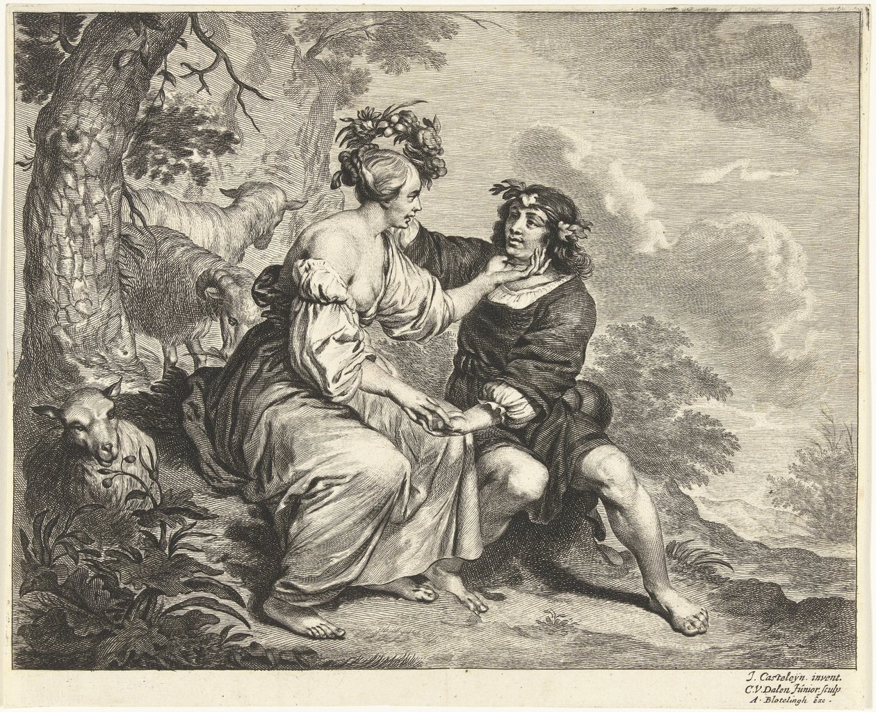 Pásztor és pásztorlány tájban alkotó: Cornelis van Dalen (II)