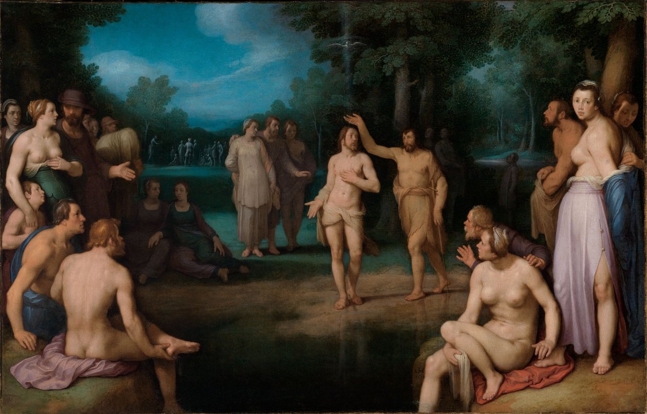 Német: Taufe Christi Krisztus keresztsége alkotó: Cornelis van Haarlem