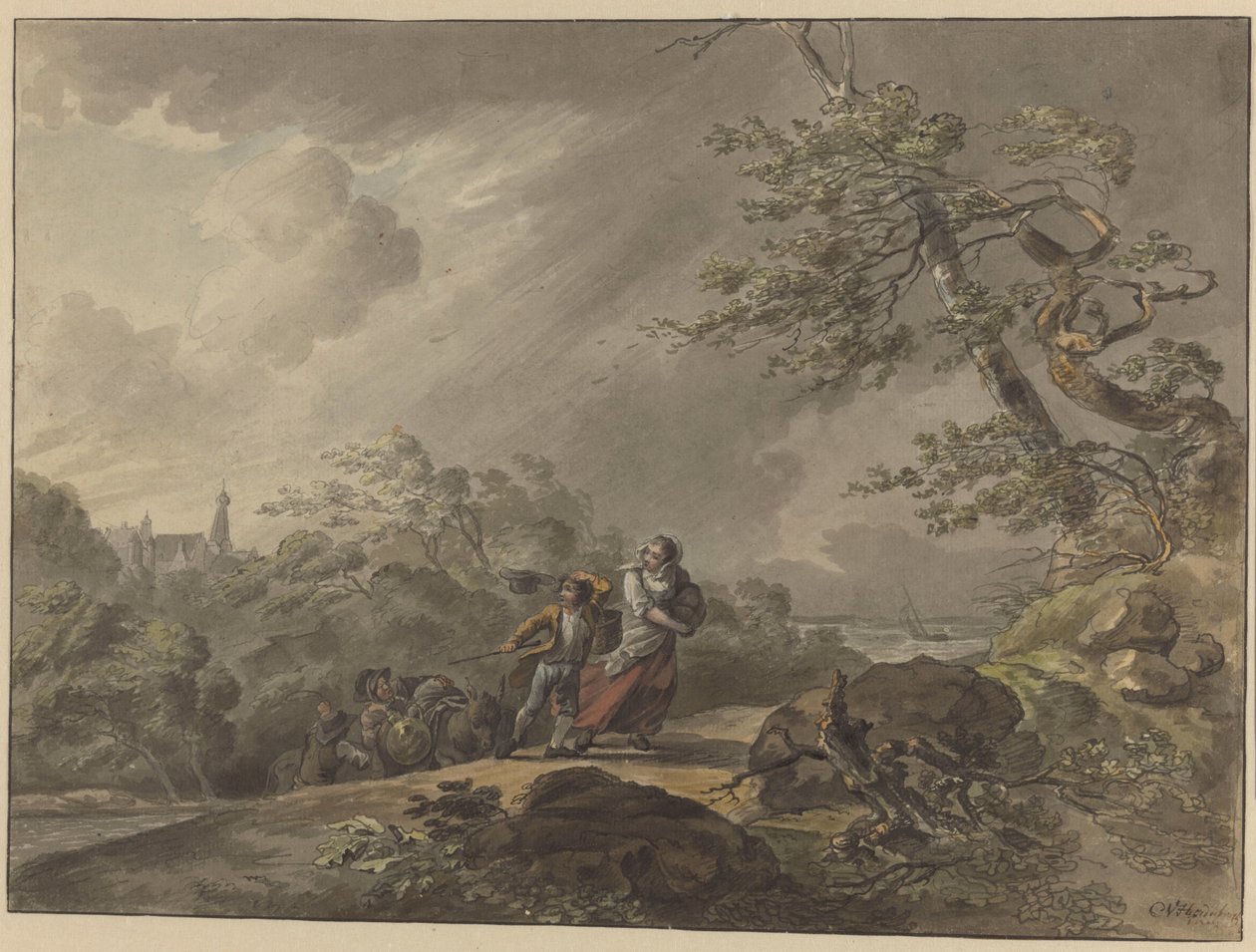 Az utazókat vihar érte a Doorwerth-kastélyban alkotó: Cornelis van Hardenbergh