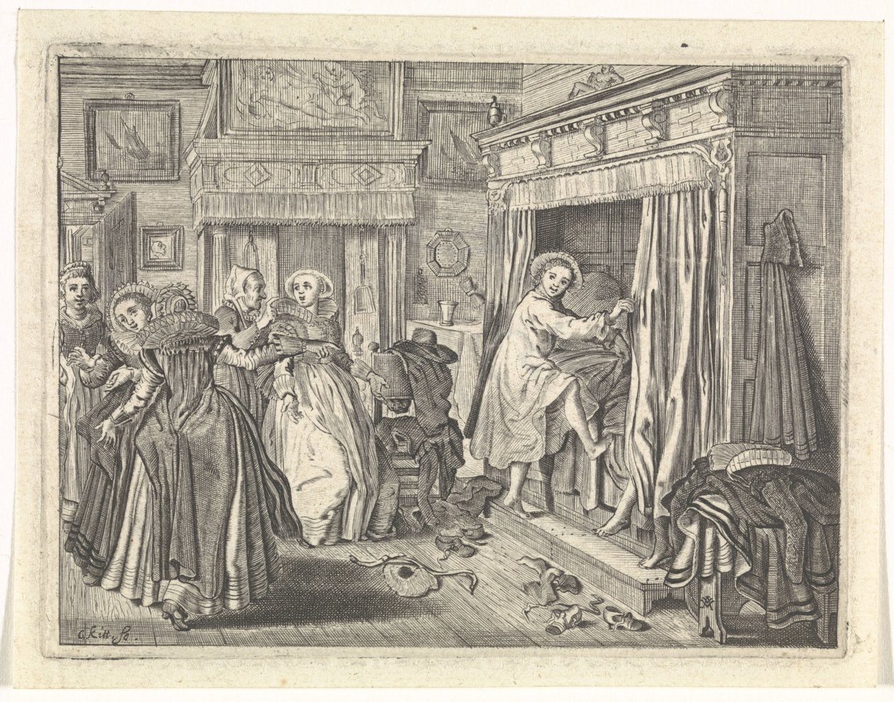 hálószoba jelenet alkotó: Cornelis van Kittensteyn