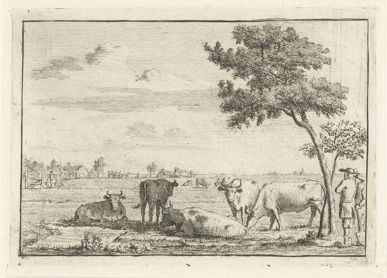 Öt tehén a legelőn alkotó: Cornelis van Noorde