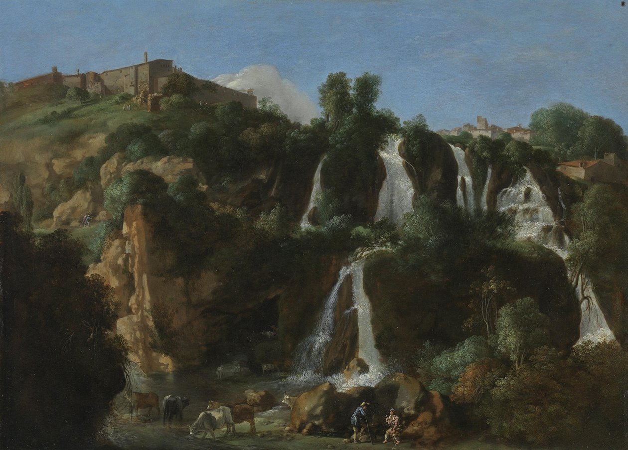 A tivoli vízesések alkotó: Cornelis van Poelenburch