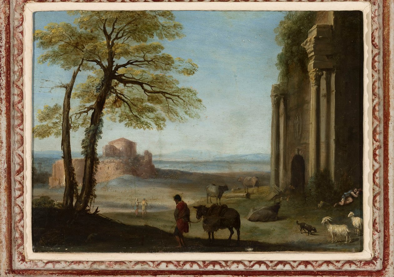 Pásztori táj alkotó: Cornelis van Poelenburch