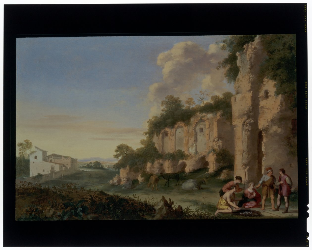 Kártyaélesek a tájban alkotó: Cornelis van Poelenburgh or Poelenburch