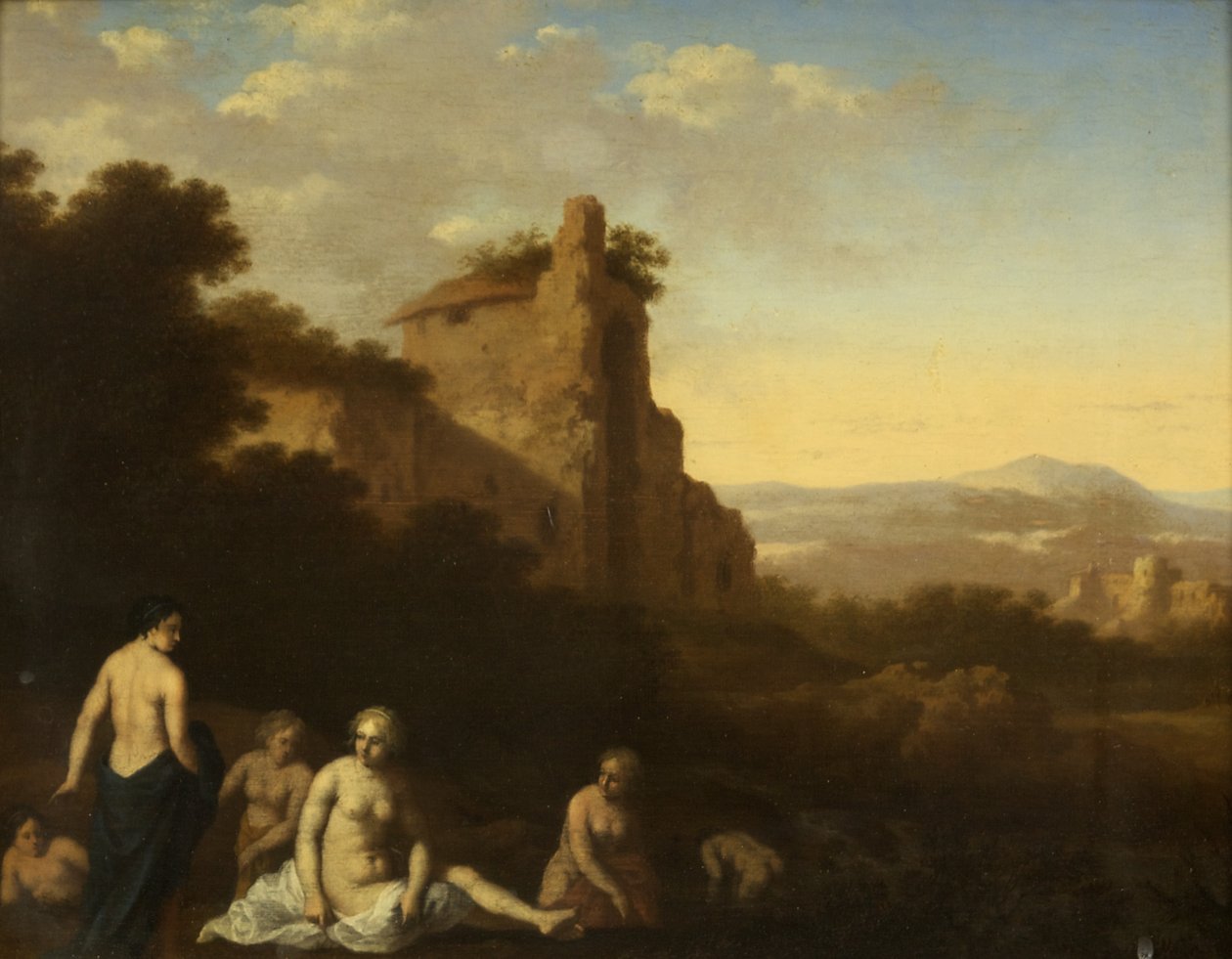 Nymphs fürdőzés (olaj a panelen) alkotó: Cornelis van Poelenburgh or Poelenburch