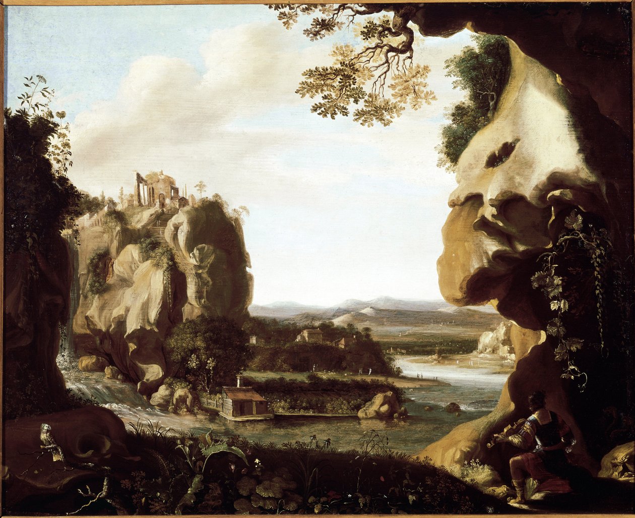 Orfee hegedül a pokol bejáratánál (Festmény alkotó: Cornelis van Poelenburgh or Poelenburch