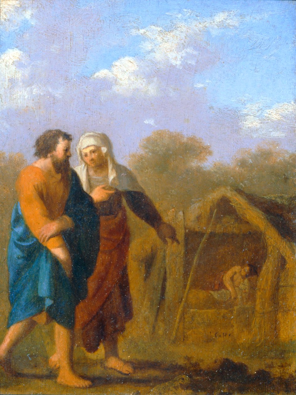 Sára megkéri Ábrahámot, hogy vegye el Hágárt második feleségül ... alkotó: Cornelis van Poelenburgh or Poelenburch