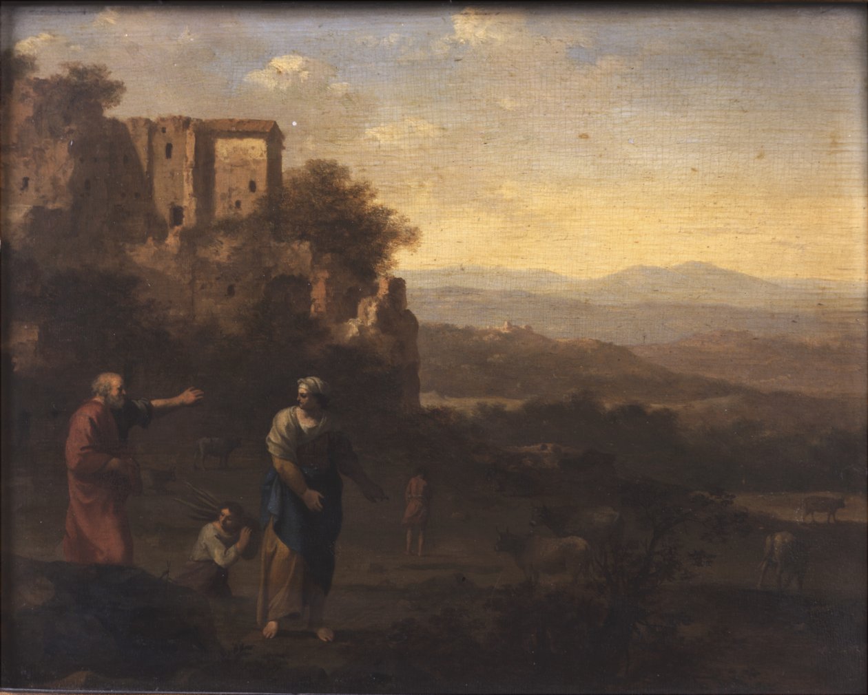 Hágár és Izmael száműzése alkotó: Cornelis van Poelenburgh or Poelenburch