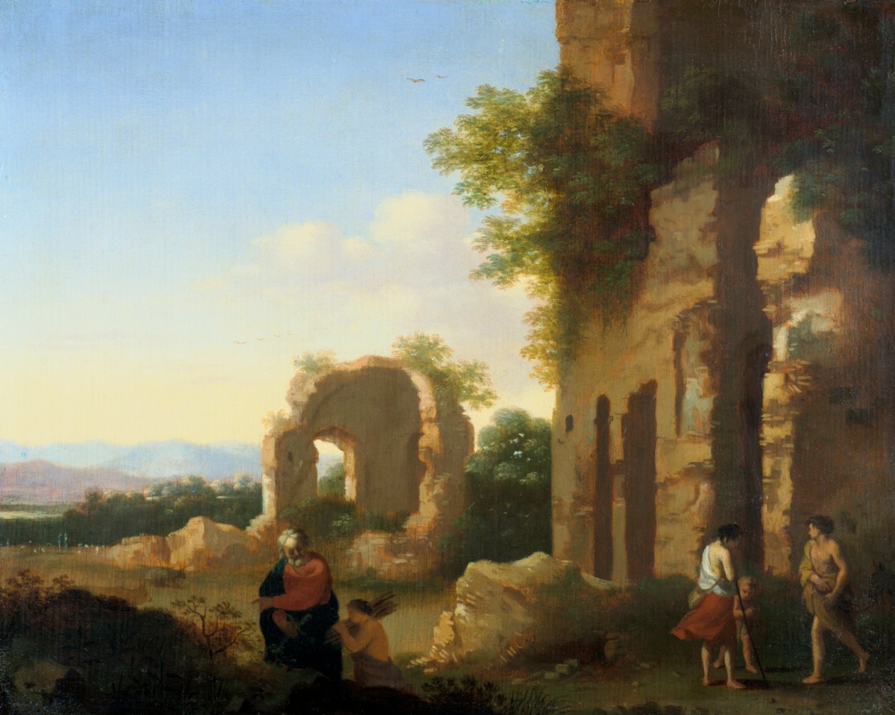 Ábrahám és Izsák távozása, 17. század alkotó: Cornelis van Poelenburgh or Poelenburch