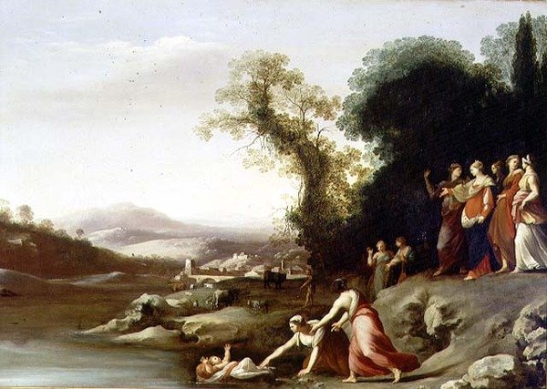 Mózes megtalálása (olaj, vászon) alkotó: Cornelis van Poelenburgh or Poelenburch