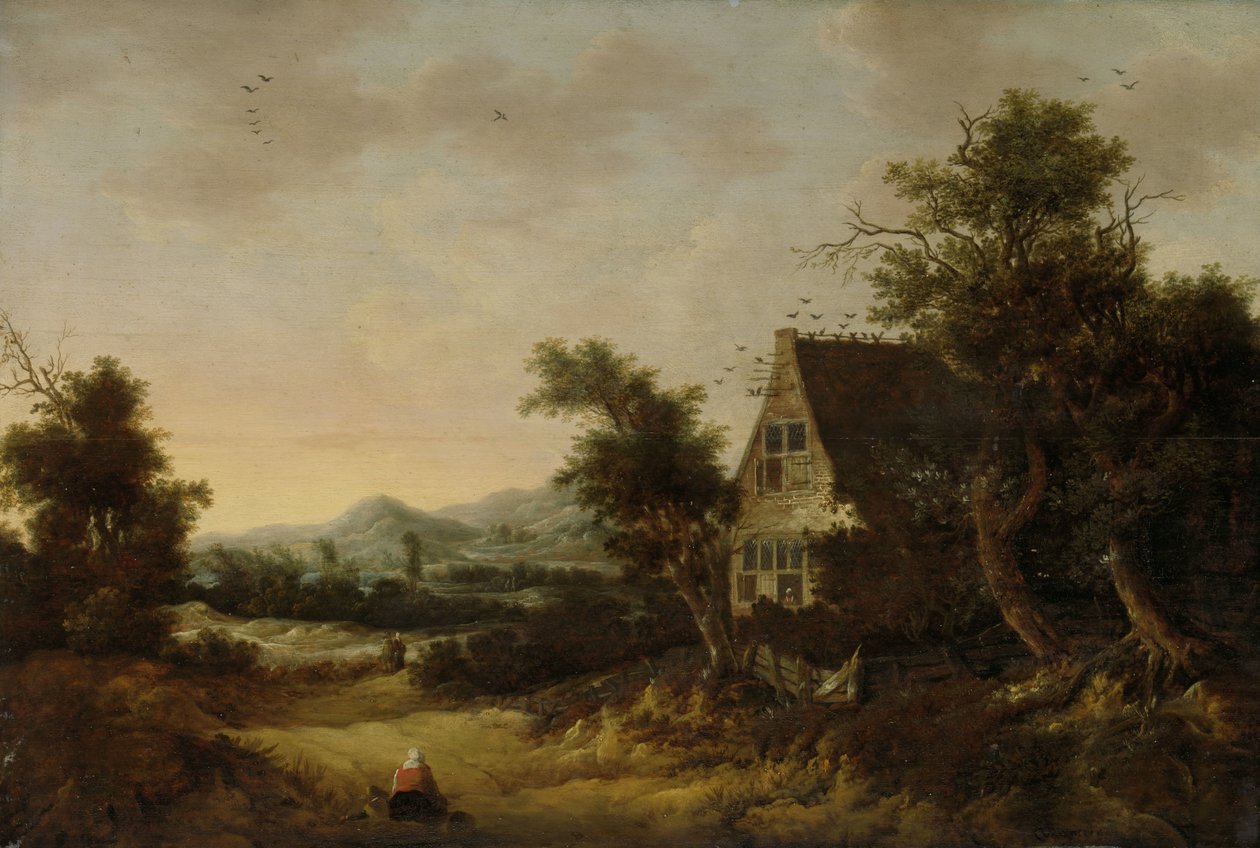 Dombos táj parasztházzal alkotó: Cornelis van Zwieten