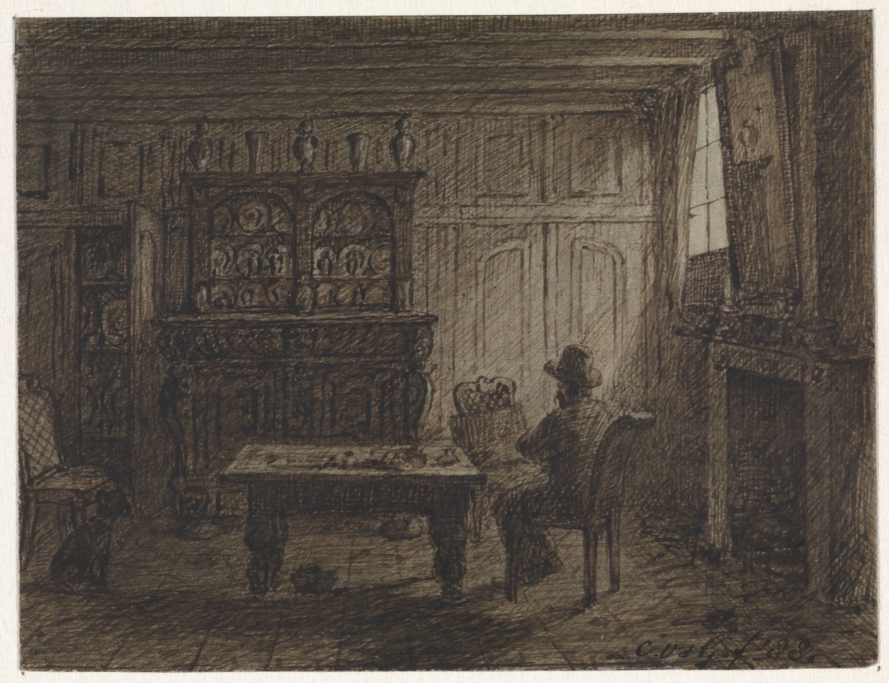 Férfi ül egy szobában alkotó: Cornelis van der Griendt