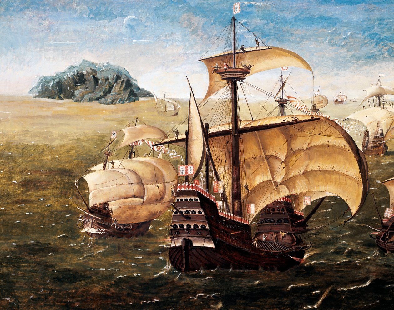 A portugál flotta, Cornelis Anthonisz On (1499-1557) festményének másolata alkotó: Cornelisz Anthonisz