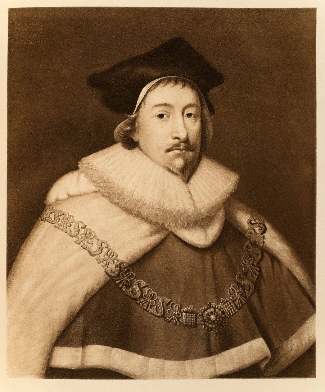 Sir Edward Coke, a „James I and VI”-ból, Manzi Joyant und Co. Paris, 1904 (kollotípia) alkotó: Cornelius Janssen van Ceulen
