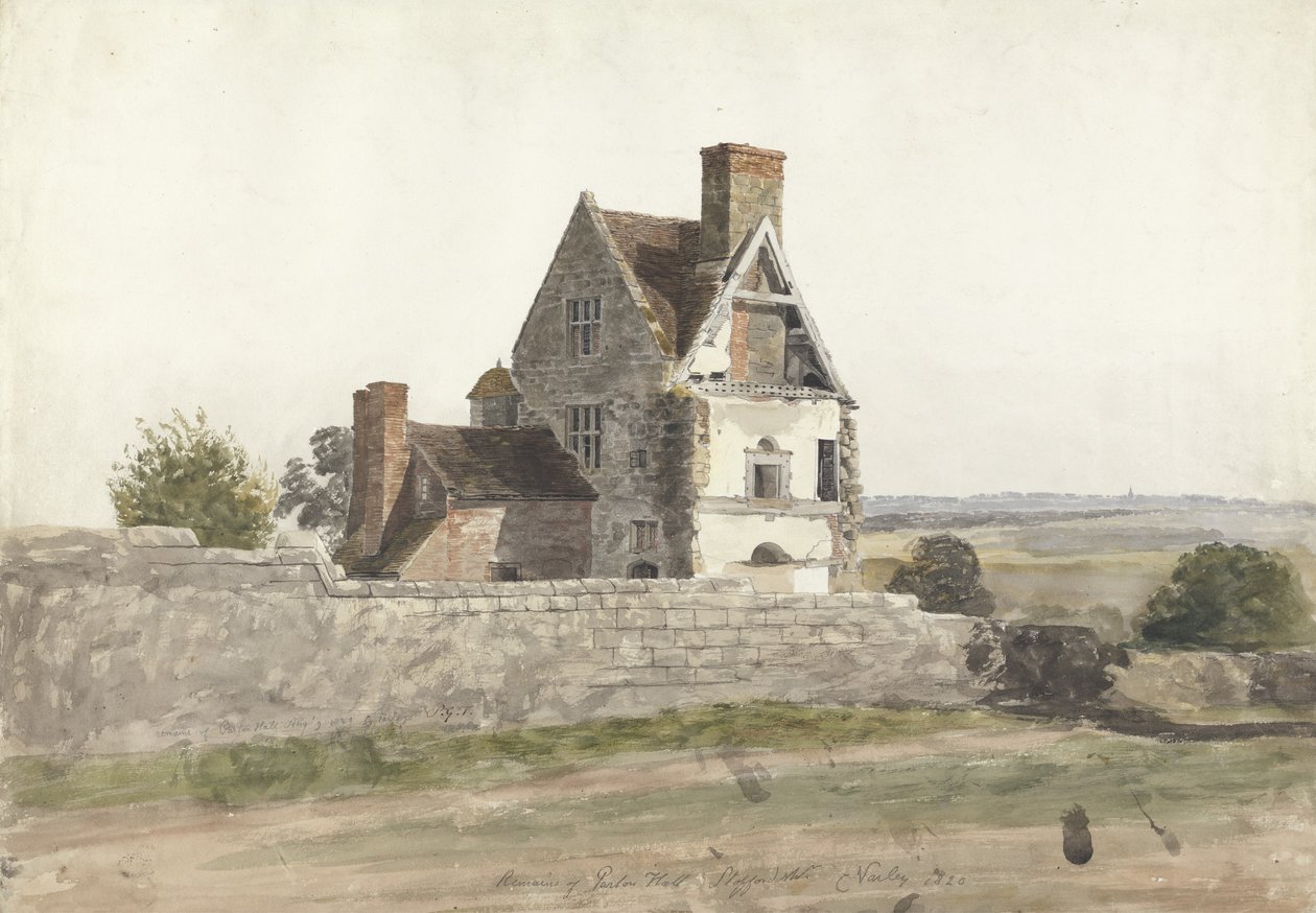 Parton Hall maradványai, Staffordshire, 1820 alkotó: Cornelius Varley