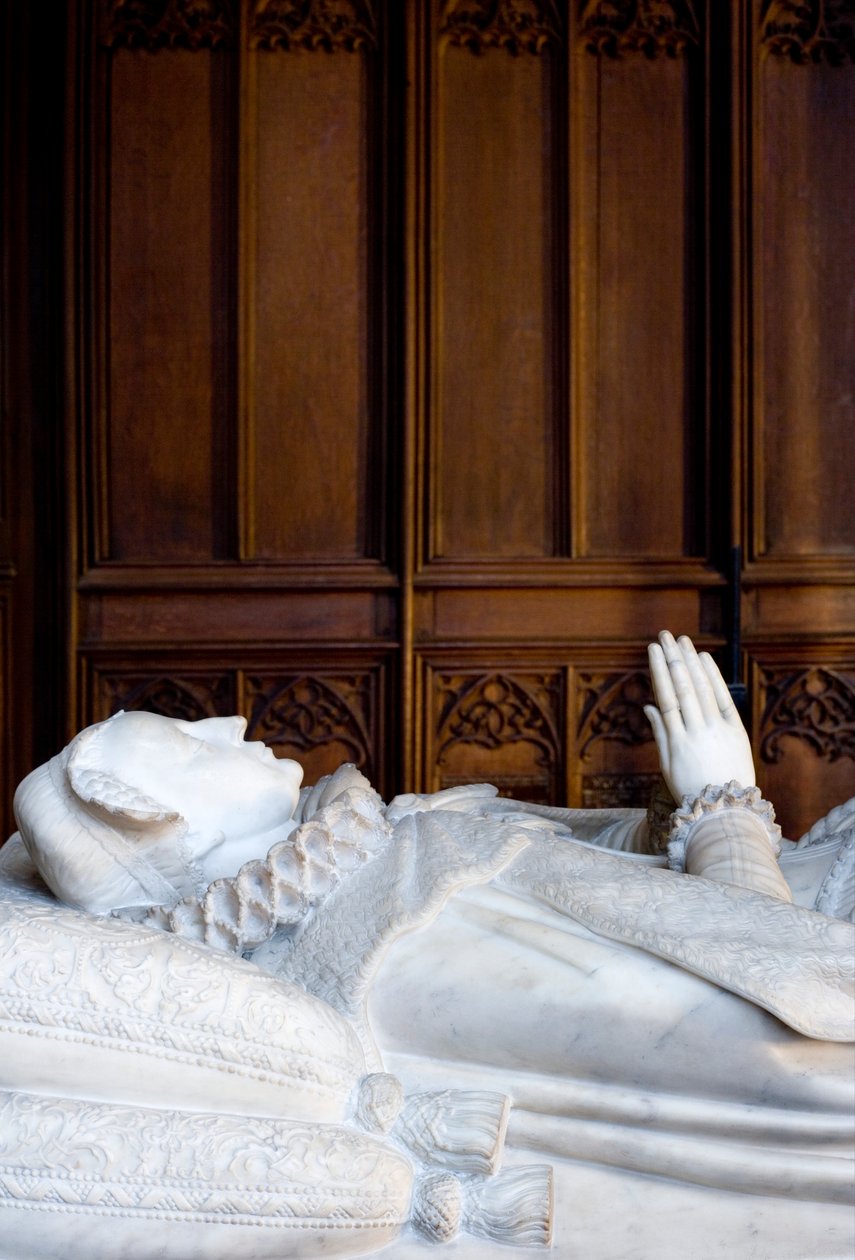 Mária skót királynő sírja, a Lady Chapel déli szigete, 1612-13 (márvány) alkotó: Cornelius and Cure, William Cure