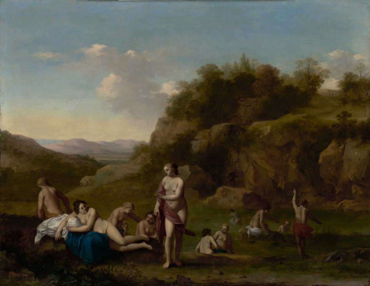 Tájfürdő aktokkal alkotó: Cornelis van Poelenburgh or Poelenburch