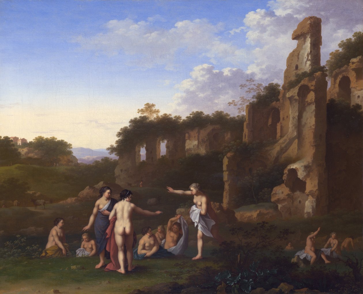 Nők fürdés a tájban alkotó: Cornelis van Poelenburgh or Poelenburch