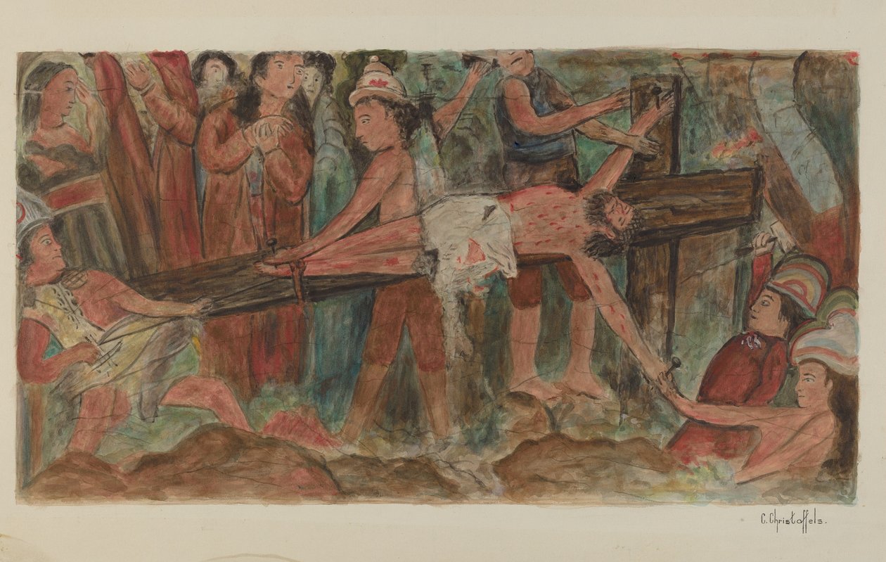Keresztút 11. sz. Jézust a keresztre szegezték, 1941. alkotó: Cornelius Christoffels