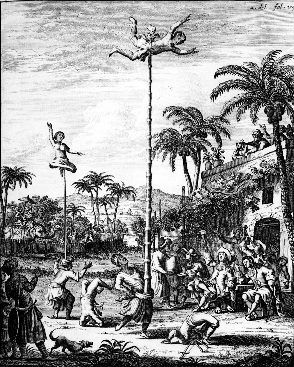 Indiák felfedezése: játékok - in "" Voyages of W. Shouten in the East Indies", szerk. Amszterdam alkotó: Cornelius Decker