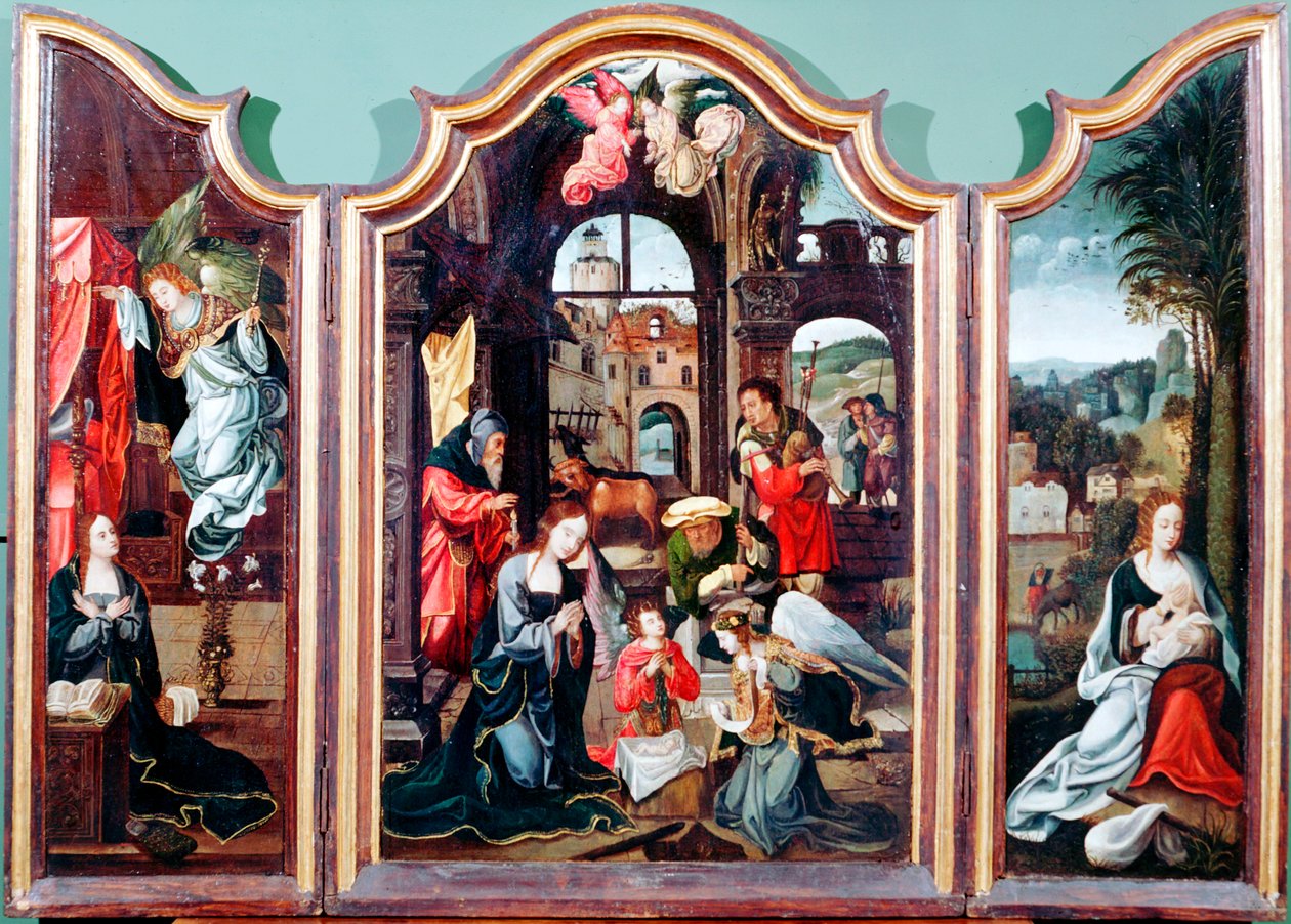 „A pásztorok imádása”, triptichon, 15. század vége – 16. század eleje alkotó: Cornelius Engebrechtsz
