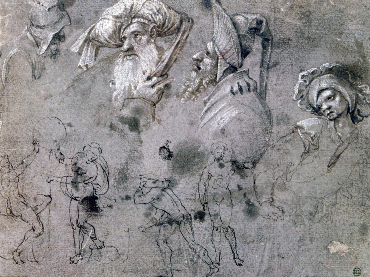 „Study with Heads with Expressions”, c1468-1533 alkotó: Cornelius Engebrechtsz