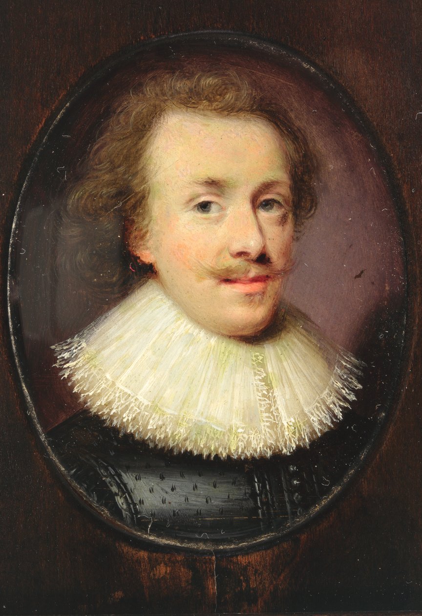 Egy úriember, fekete figurás dupla, leeső csipkeszélű fodros (wc pergamen) alkotó: Cornelius I attr.to Johnson