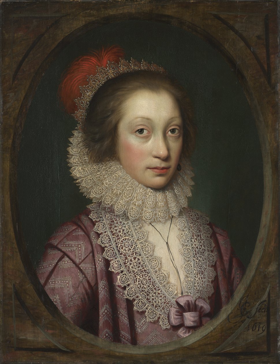 Egy nő portréja, valószínűleg Elizabeth Boothby, 1619 alkotó: Cornelius Janssen van Ceulen