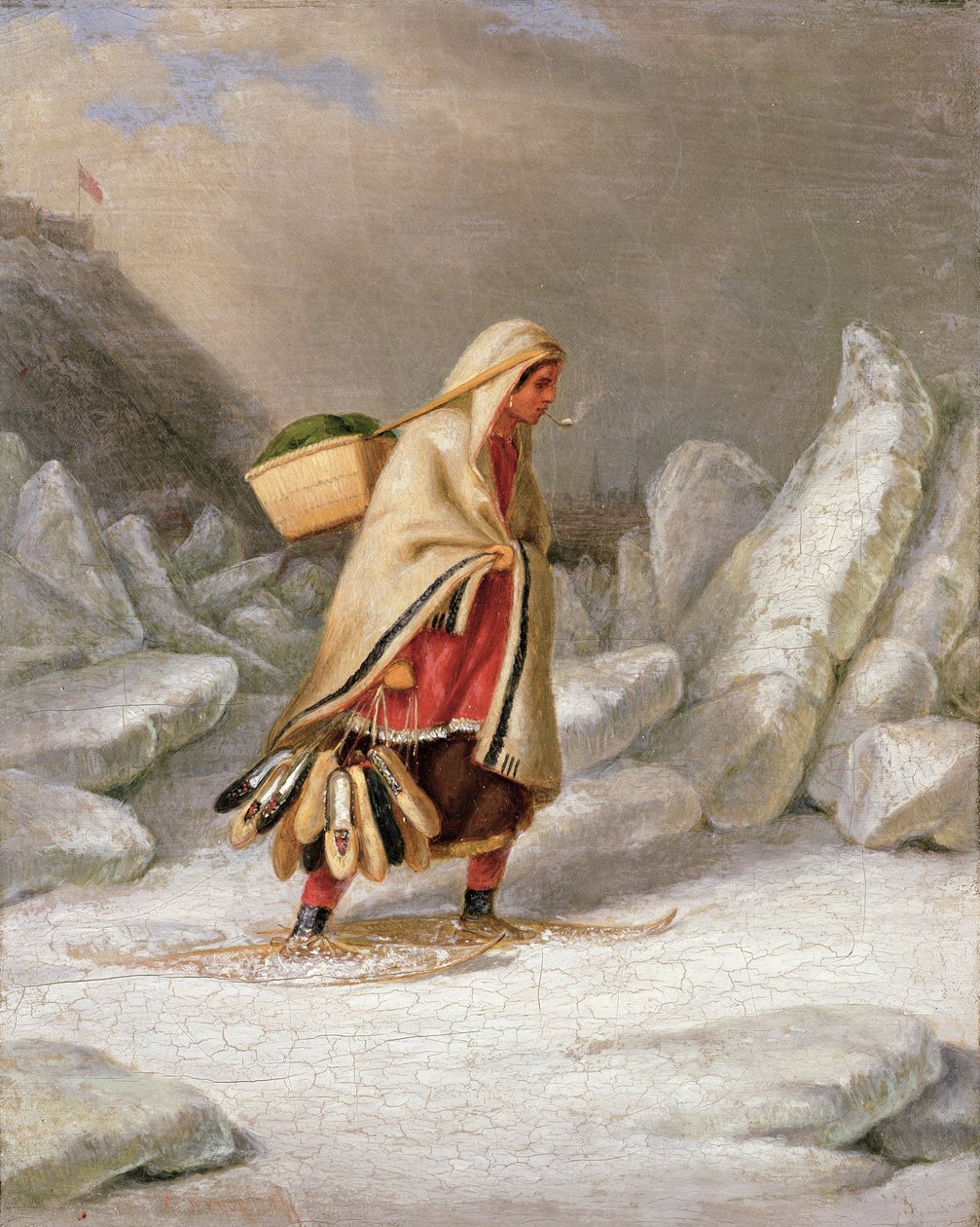 Hócipőt viselő indiai nő alkotó: Cornelius Krieghoff