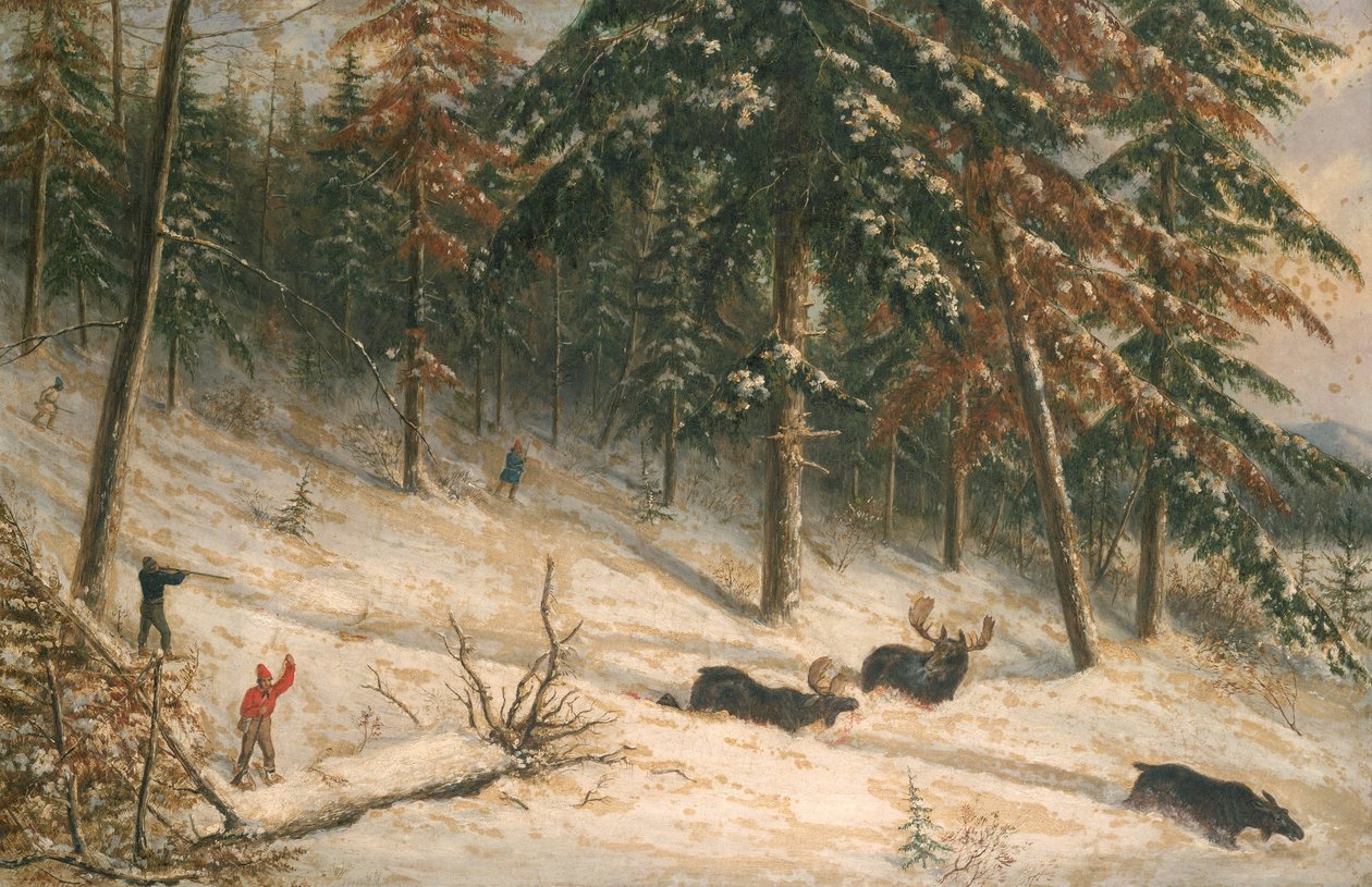 Vadász jávorszarvas (olaj) alkotó: Cornelius Krieghoff