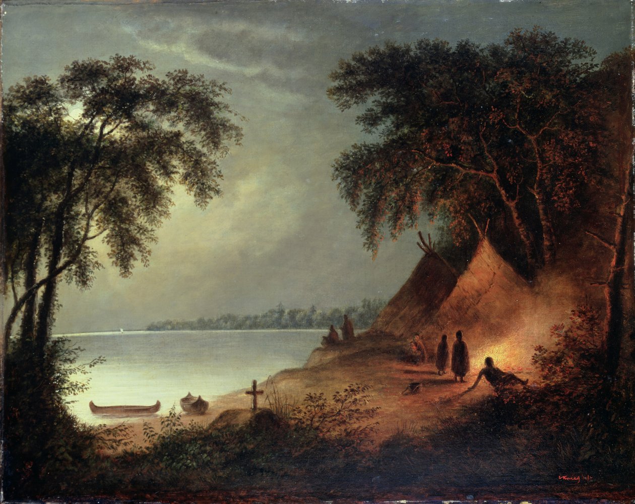 Indiai temetés alkotó: Cornelius Krieghoff
